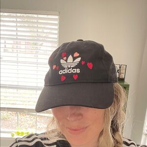 Adidas Black Cap with Red and Pink Hearts